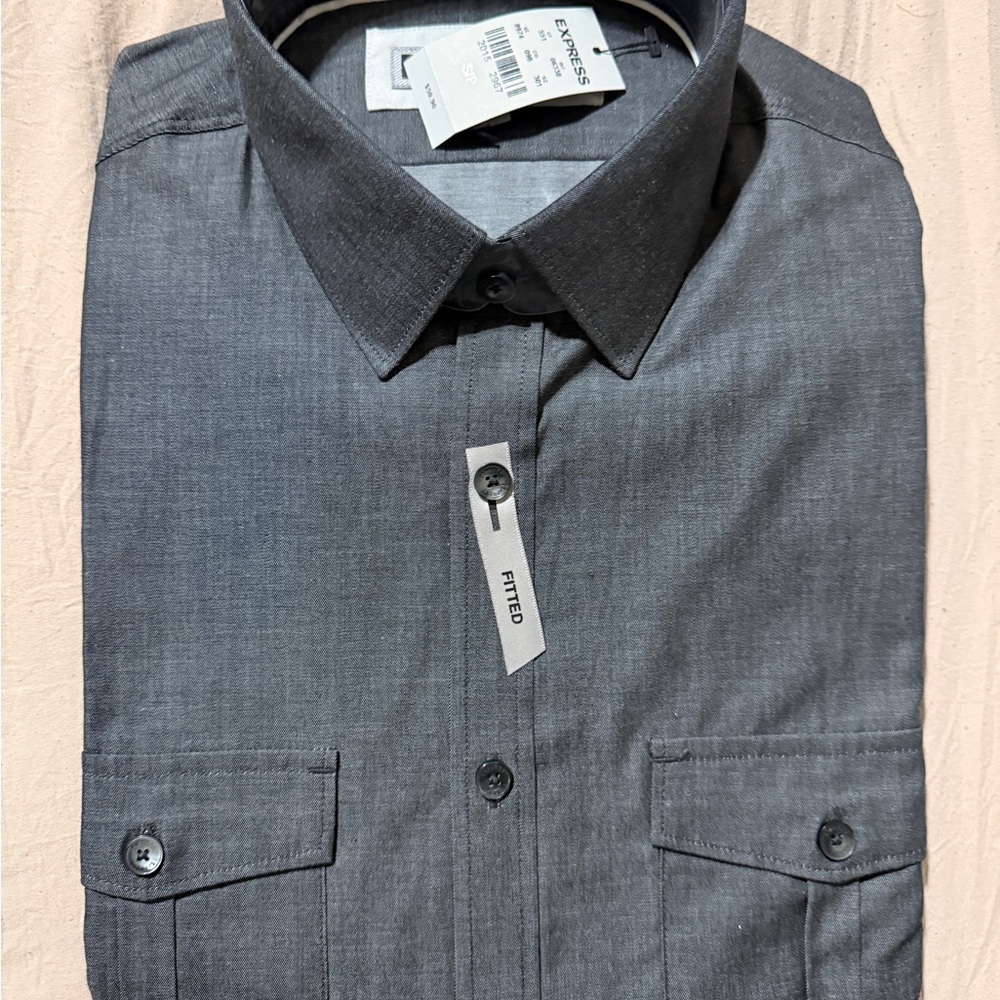 Express Men's Dark Gray Dress Shirt